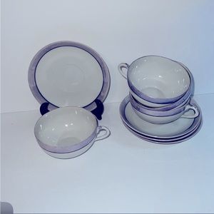 Set of 4 Lusterware Bone China Tea Coffee Cups and Saucers Japan Vintage